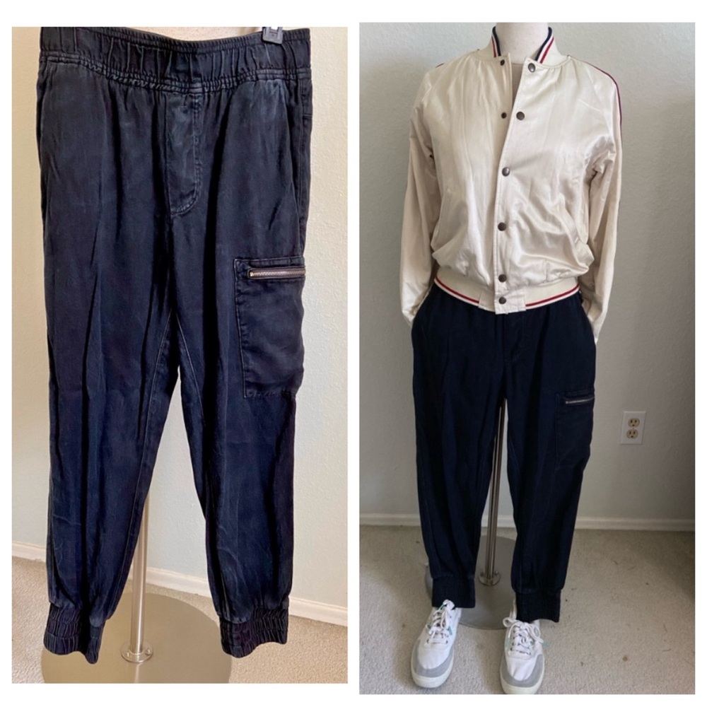 Helmut Lang Jogger Causal Pants Zipper Pocket Size Medium Navy Blue
